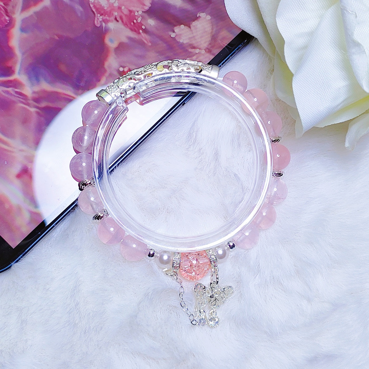 Attracting love and improving interpersonal relationships Madagascar rose quartz bracelet