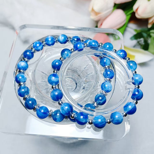Enhance spirituality and intuition Kyanite with 925 sterling silver spacers bracelets