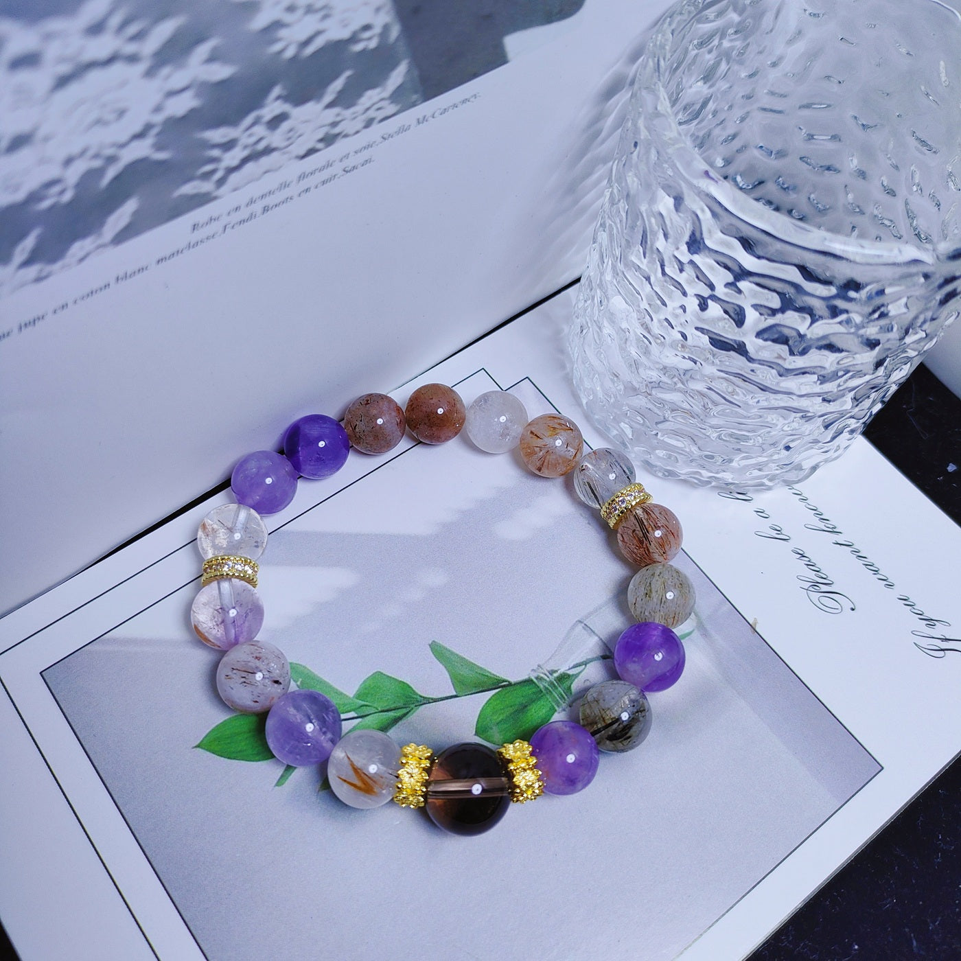Enhancing Energy, Calming the Mind, and Promoting Sleep Super Seven and Smoky Quartz Bracelet