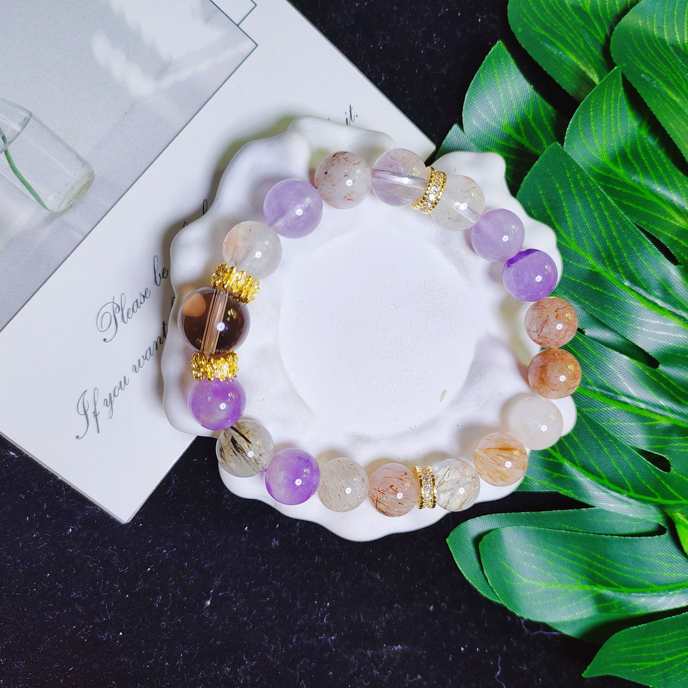 Enhancing Energy, Calming the Mind, and Promoting Sleep Super Seven and Smoky Quartz Bracelet