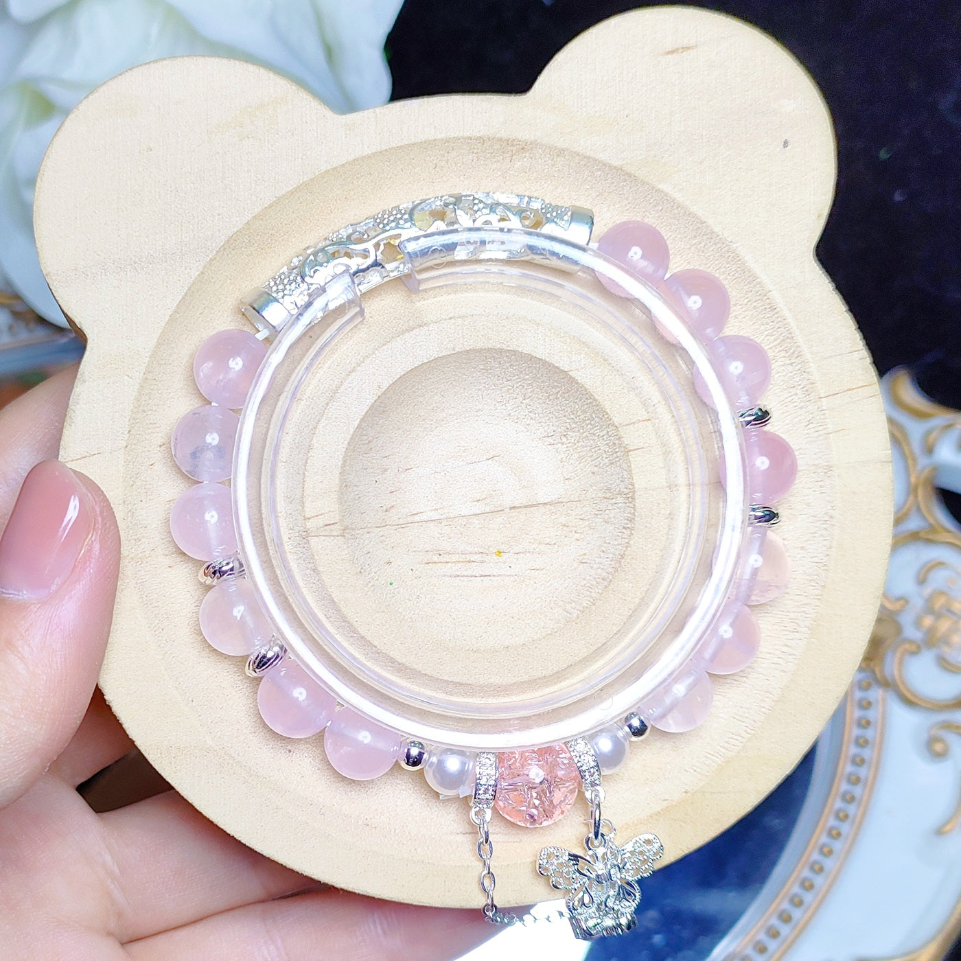 Attracting love and improving interpersonal relationships Madagascar rose quartz bracelet