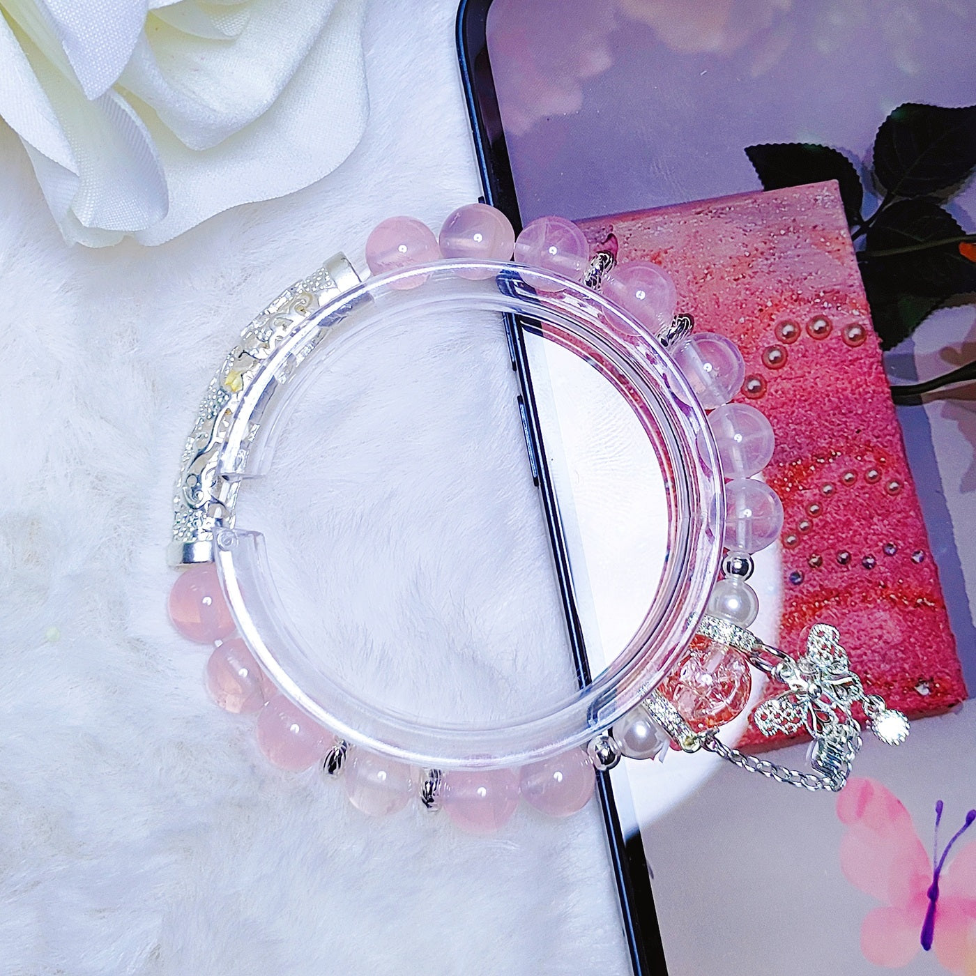 Attracting love and improving interpersonal relationships Madagascar rose quartz bracelet