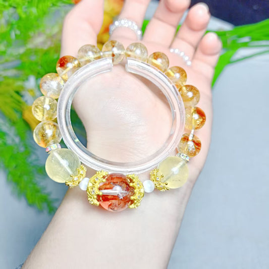 Good fortune and wealth Citrine & Top-grade Fire Quartz bracelet